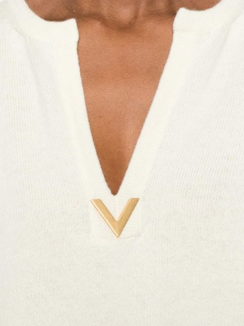 Valentino Garavani logo-appliqué knitted blouse - Neutrals