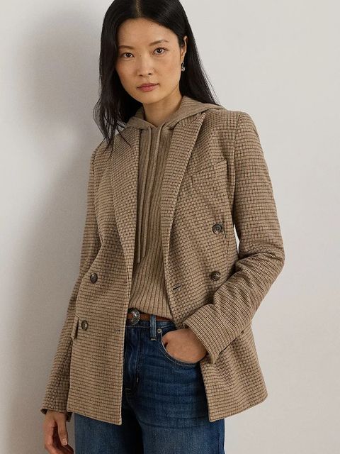 Lauren Ralph Lauren marynarka kolor brązowy jednorzędowa gładka 200979827 - zdjęcie produktu nr 1