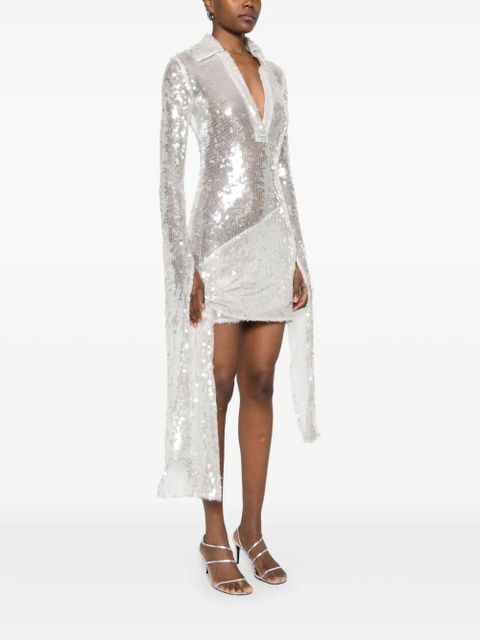 Coperni knotted sequinned mini dress - White