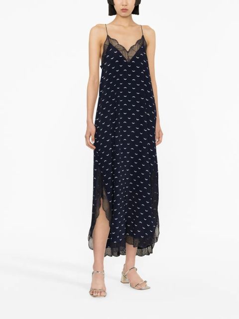 Zadig&Voltaire lace-trim silk midi dress - Blue