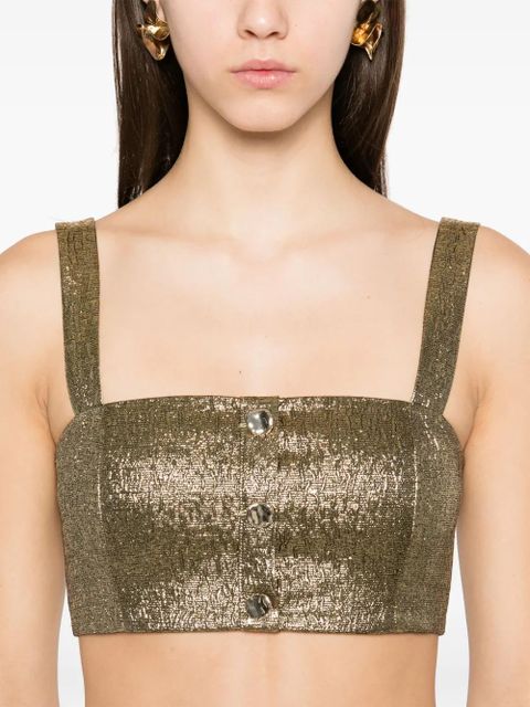 Self-Portrait metallic jacquard top - Gold