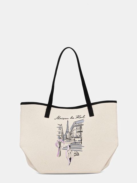 Karl Lagerfeld torebka bawełniana K/SKETCH kolor beżowy A4W50057 - zdjęcie produktu nr 1