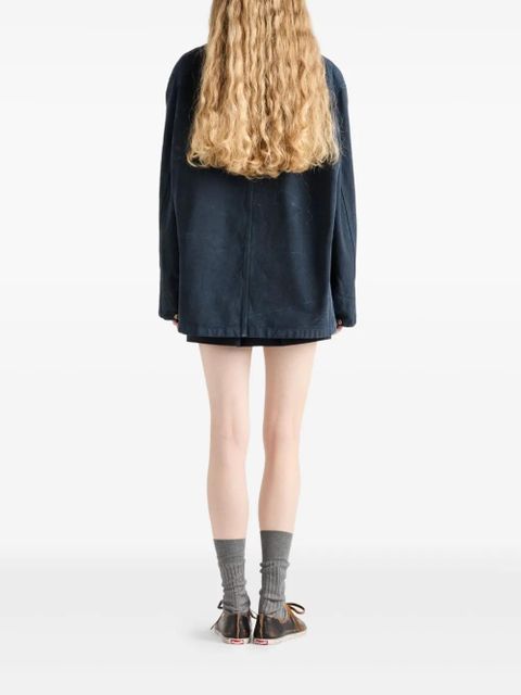 Prada leather-collar button jacket - Blue - zdjęcie produktu nr 2