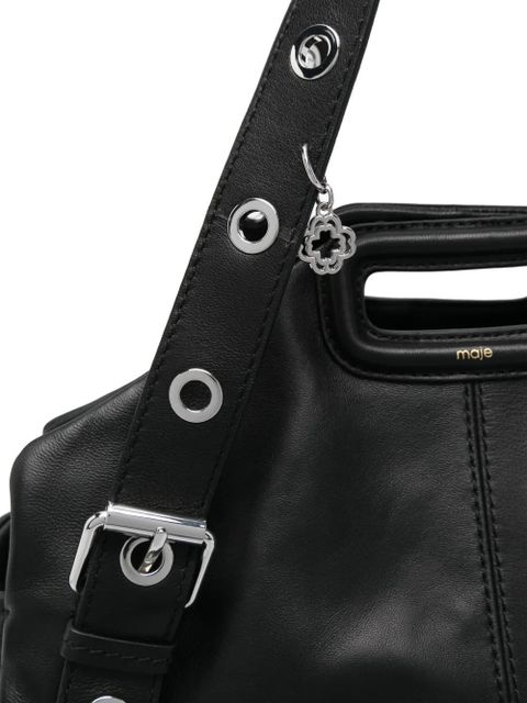 Maje Miss M XL leather shoulder bag - Black