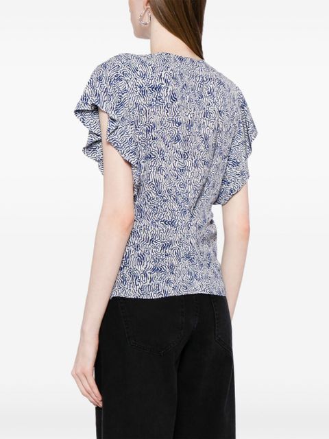 MARANT ÉTOILE Delocia abstract-print V-neck blouse - Blue