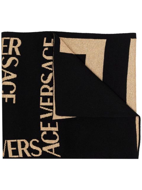 Versace two-tone intarsia-knit scarf - Black - zdjęcie produktu nr 1