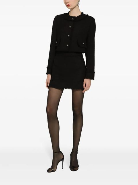 Dolce & Gabbana DG-buttons cropped tweed jacket - Black