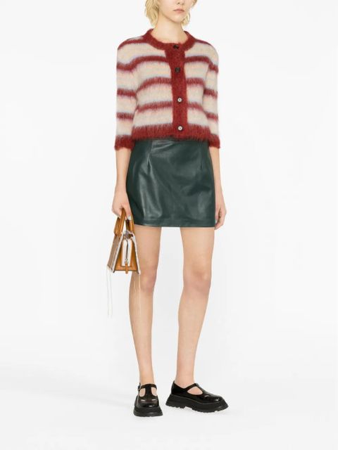 Marni high-waist mini leather skirt - Green