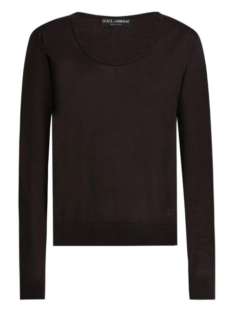 Dolce & Gabbana scoop-neck long-sleeve top - Brown - zdjęcie produktu nr 1