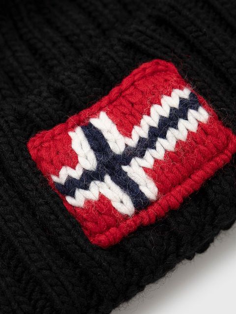 Napapijri czapka z domieszką wełny kolor czarny z domieszką wełny - zdjęcie produktu nr 2