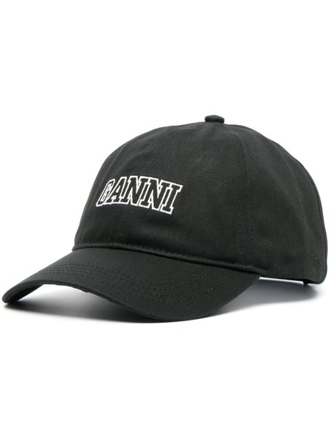 GANNI logo-embroidered cotton baseball cap - Black - zdjęcie produktu nr 1