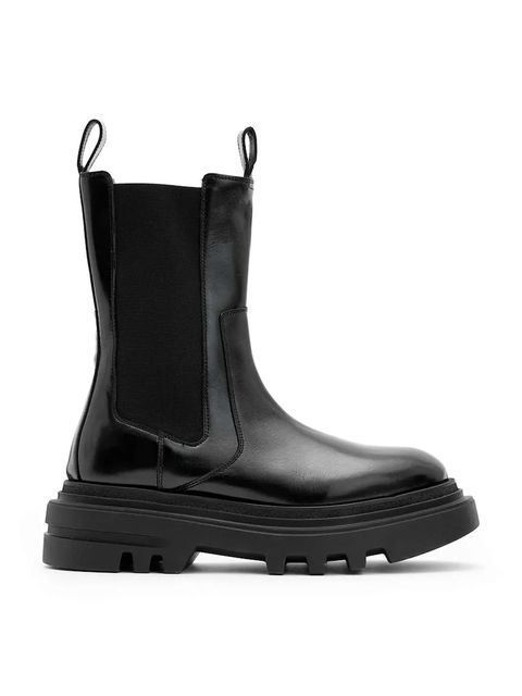 AllSaints sztyblety skórzane Alex Boot damskie kolor czarny na platformie W062FB - zdjęcie produktu nr 1