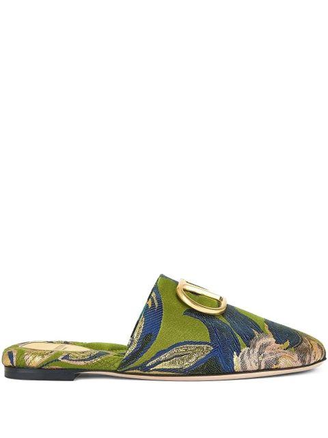 Valentino Garavani VLogo floral mules - Green - zdjęcie produktu nr 1