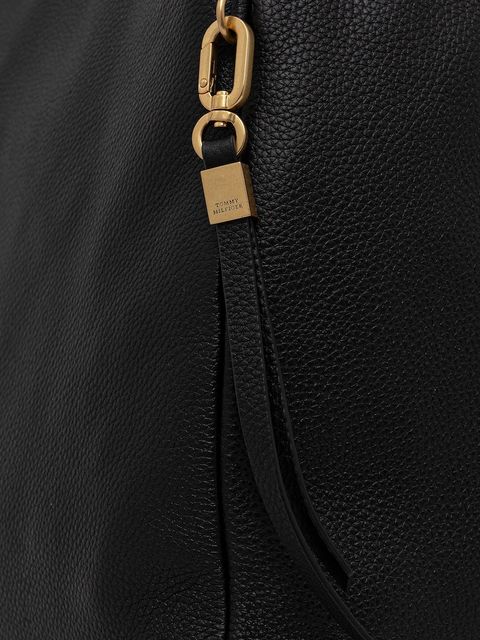 Tommy Hilfiger torebka skórzana kolor czarny AW0AW18285