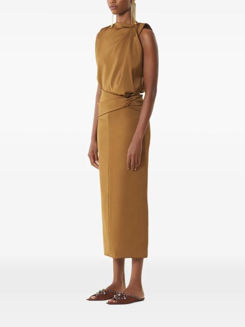 Lanvin twisted-detail sleeveless midi dress - Brown
