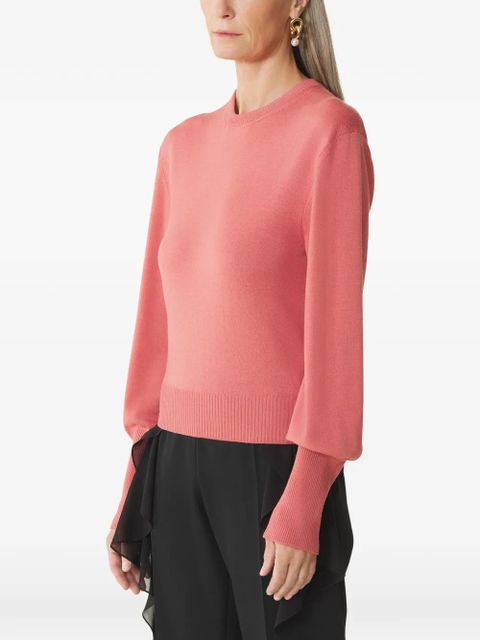 Lanvin ribbon-detail crew-neck sweater - Pink