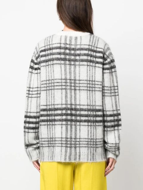 JW Anderson logo-embroidered check-pattern jumper - White