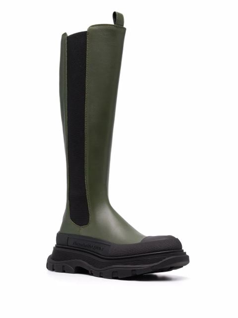 Alexander McQueen Tread Slick leather mid-calf boots - Green