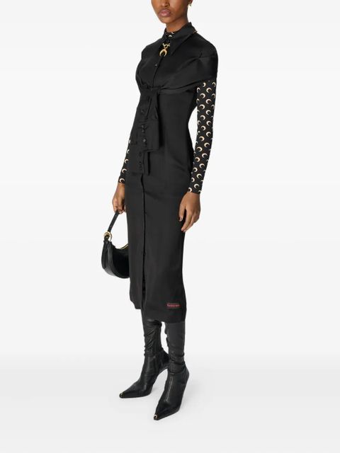Marine Serre satin wrapped shirt midi dress - Black - zdjęcie produktu nr 2
