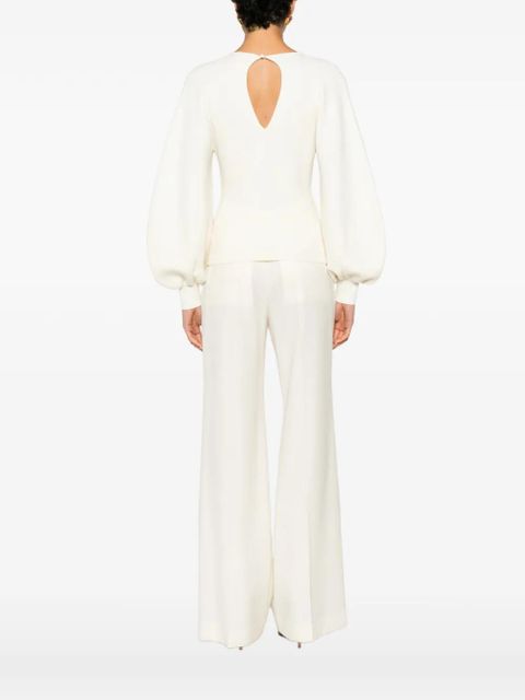 Chloé cut-out puff-sleeve sweater - Neutrals