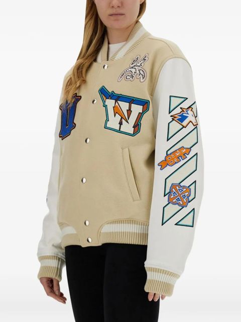 Off-White patch-appliqué bomber jacket - Neutrals
