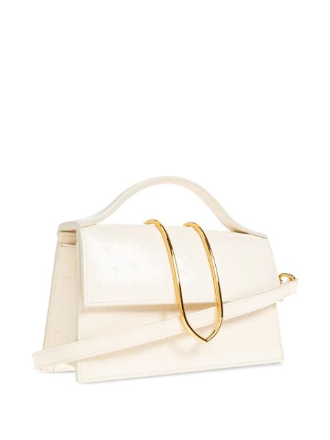 Jacquemus Bambino metal detail ostrich effect tote bag - Neutrals