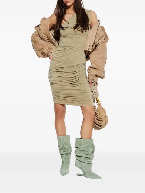 Balmain ruched-detail one-shoulder mini dress - Green - zdjęcie produktu nr 2