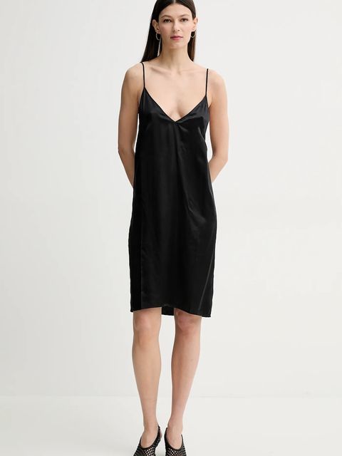 AERON sukienka z domieszką jedwabiu ABACO kolor czarny mini prosta DR581452 - zdjęcie produktu nr 2