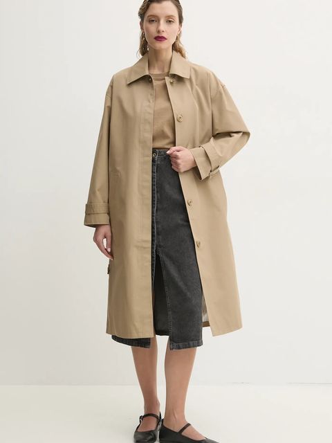 Sessun płaszcz damski kolor beżowy przejściowy oversize 25212002