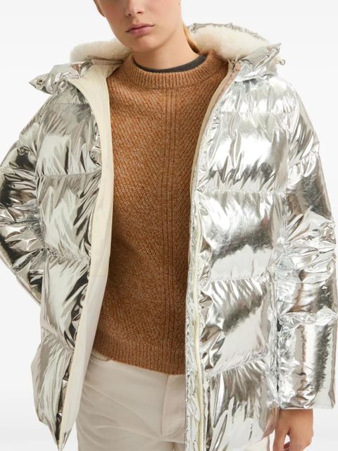 Yves Salomon metallic-finish coat - Silver