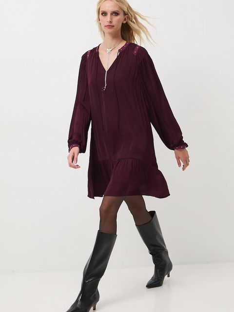 Medicine sukienka kolor bordowy mini oversize