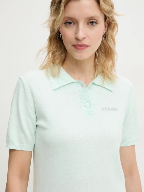 2NDDAY polo z domieszką wełny Jean