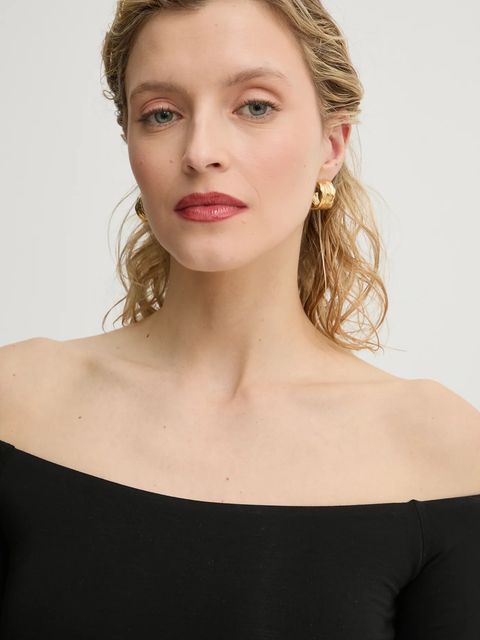 Saint Body body OFF SHOULDR BODYSUIT damskie kolor czarny gładkie SB.318