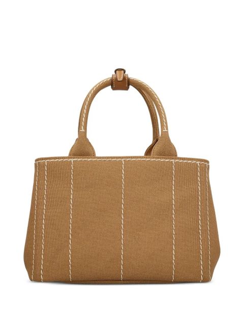 Prada small Jardinière logo-embossed cotton tote bag - Brown - zdjęcie produktu nr 2
