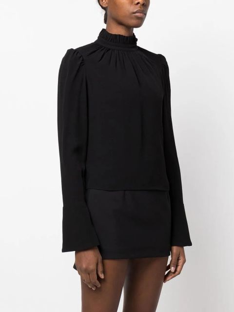 Rabanne ruched long-sleeve top - Black