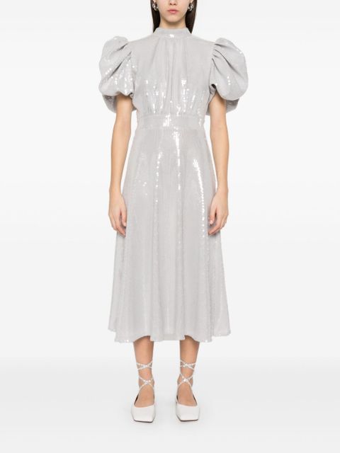 ROTATE BIRGER CHRISTENSEN sequined puff-sleeve midi dress - Grey - zdjęcie produktu nr 2