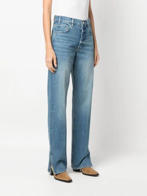 ANINE BING ankle-slit straight-leg jeans - Blue