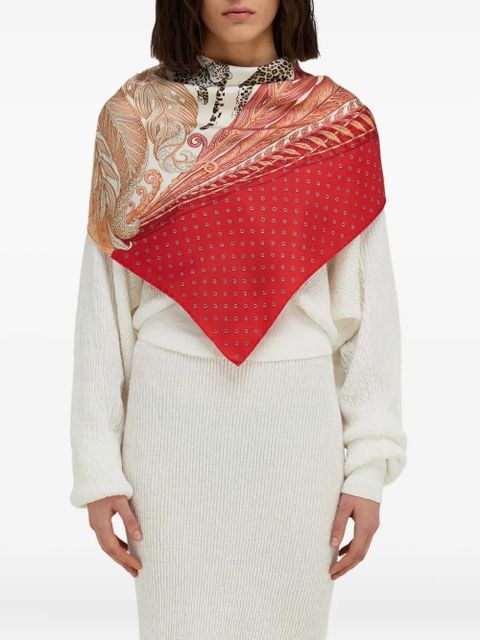 Ferragamo Madras-print silk foulard - Red