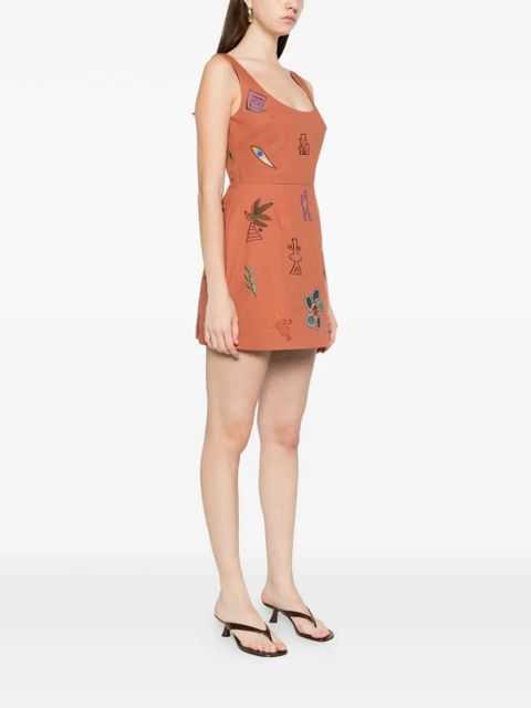ALEMAIS x LRNLE Dusty embroidered mini dress - Orange