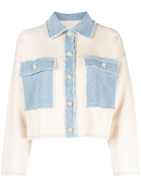 SANDRO two-tone denim jacket - Neutrals