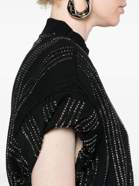 The Attico Laurie crystal-embellished T-shirt - Black