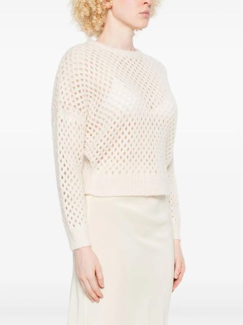 Max Mara open-knit long-sleeve sweater - White
