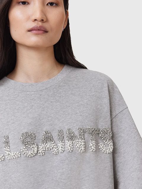 AllSaints t-shirt bawełniany AMELIE damski kolor szary W123JC - zdjęcie produktu nr 2