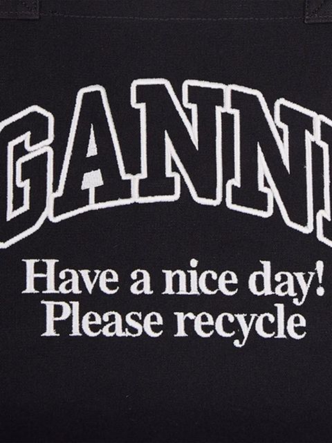 GANNI logo-print tote bag - Black