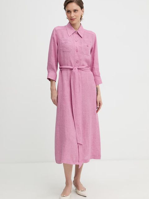 Luisa Spagnoli sukienka koszulowa lniana Polesana - zdjęcie produktu nr 1