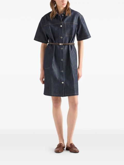 Prada belted denim mini dress - Blue - zdjęcie produktu nr 2