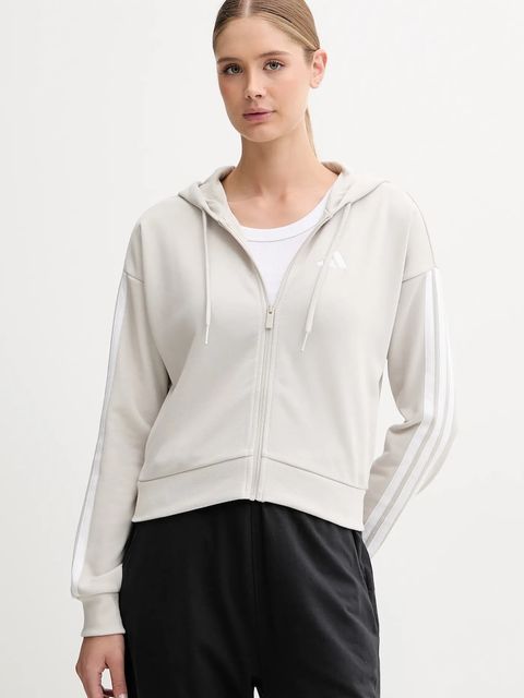 adidas bluza Essentials damska kolor beżowy z kapturem gładka JW1821 - zdjęcie produktu nr 1