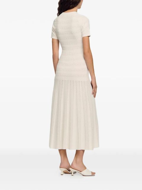 SANDRO button knitted midi dress - Neutrals