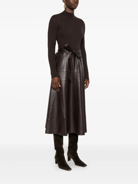 TWINSET long-sleeved belted dress - Brown