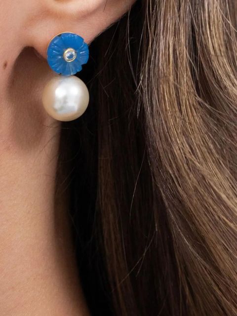 Jennifer Behr Libby flower chalcedony earrings - White